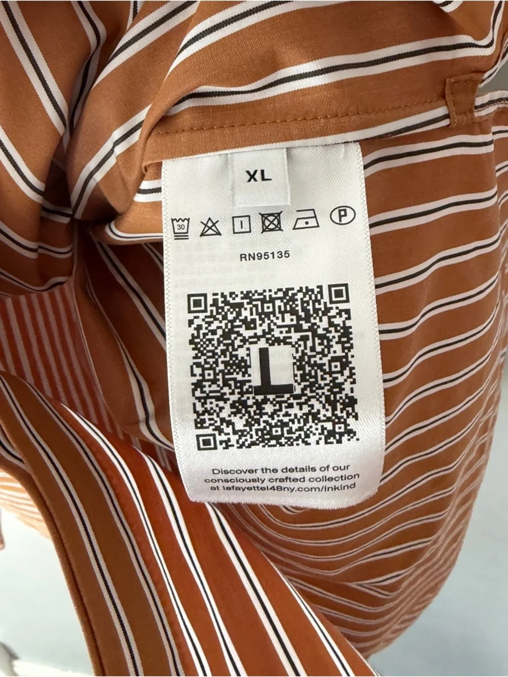 Lafayette 148 Ruxton Striped Button-Down Shirt XL Brown Tan - Picture 6 of 11